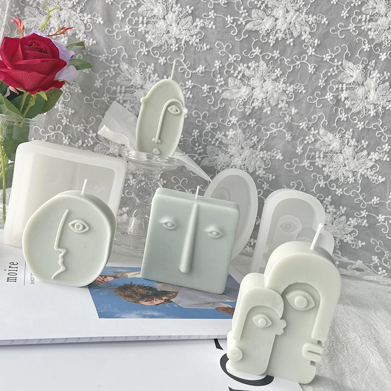 Face Candle Silicone Mold for Modern Sculptural Decor