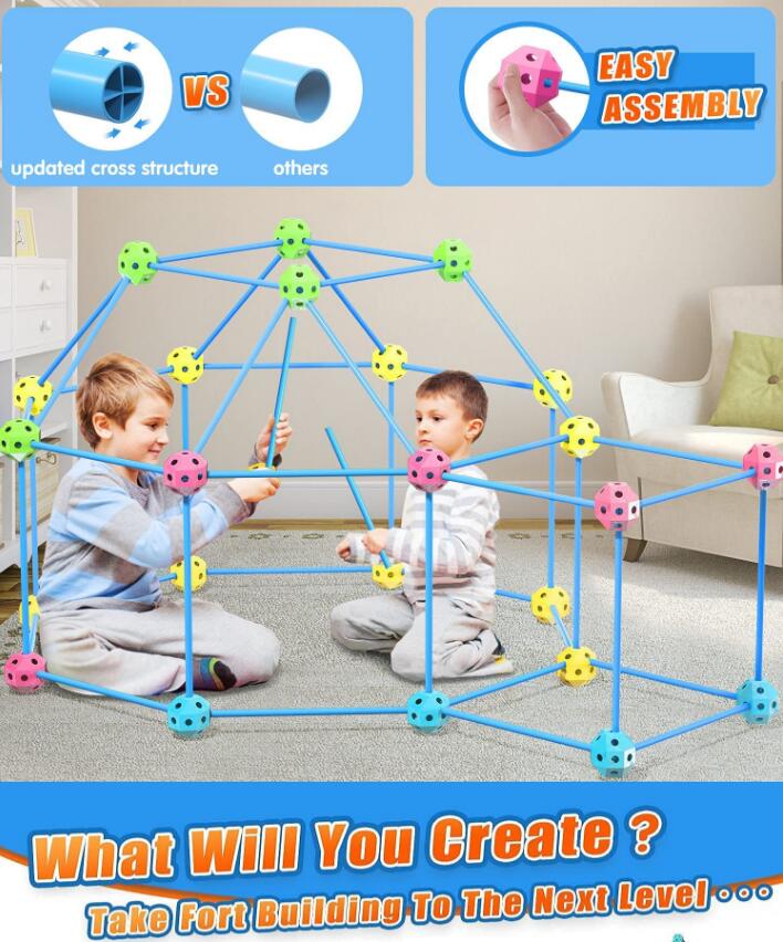Kids Fort Building Set: 118-Piece Creative Construction Toy