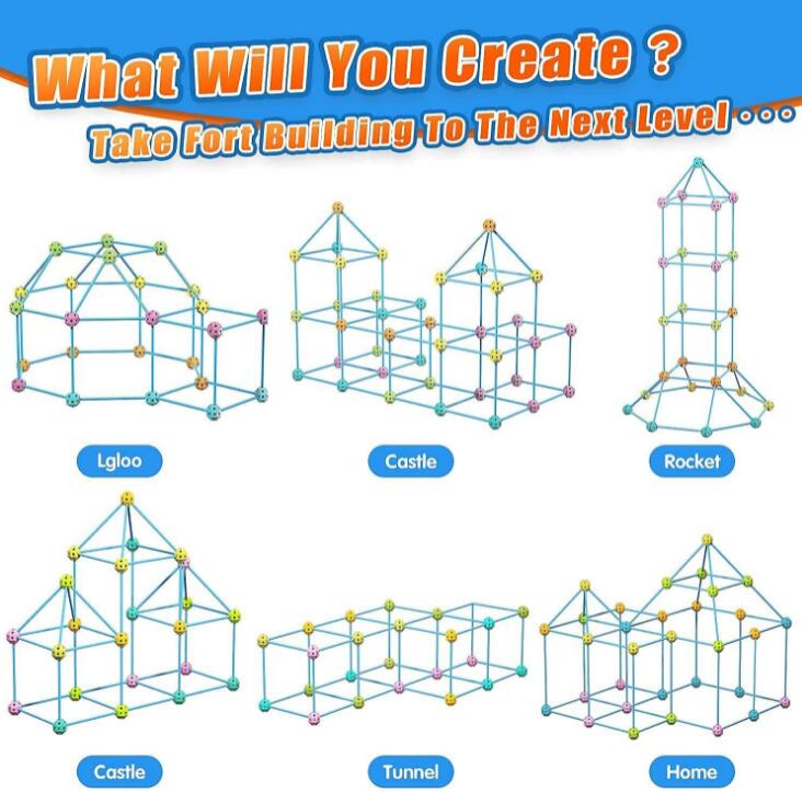 Kids Fort Building Set: 118-Piece Creative Construction Toy