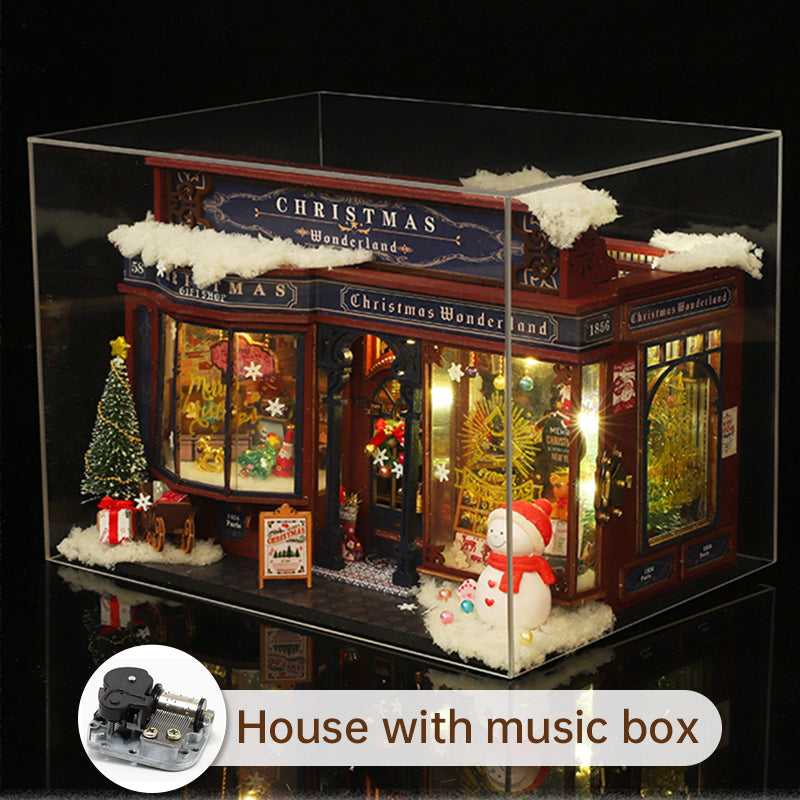 Christmas Miniature Dollhouse With LED Lights Display