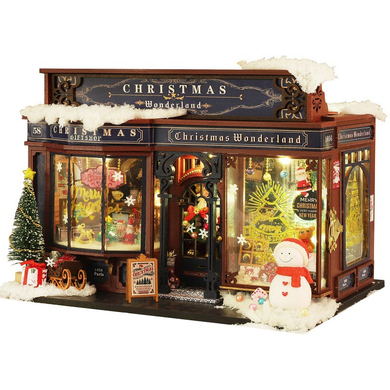 Christmas Miniature Dollhouse With LED Lights Display