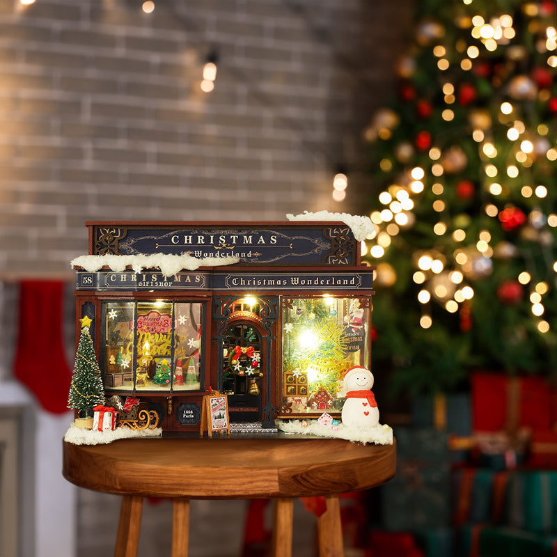 Christmas Miniature Dollhouse With LED Lights Display
