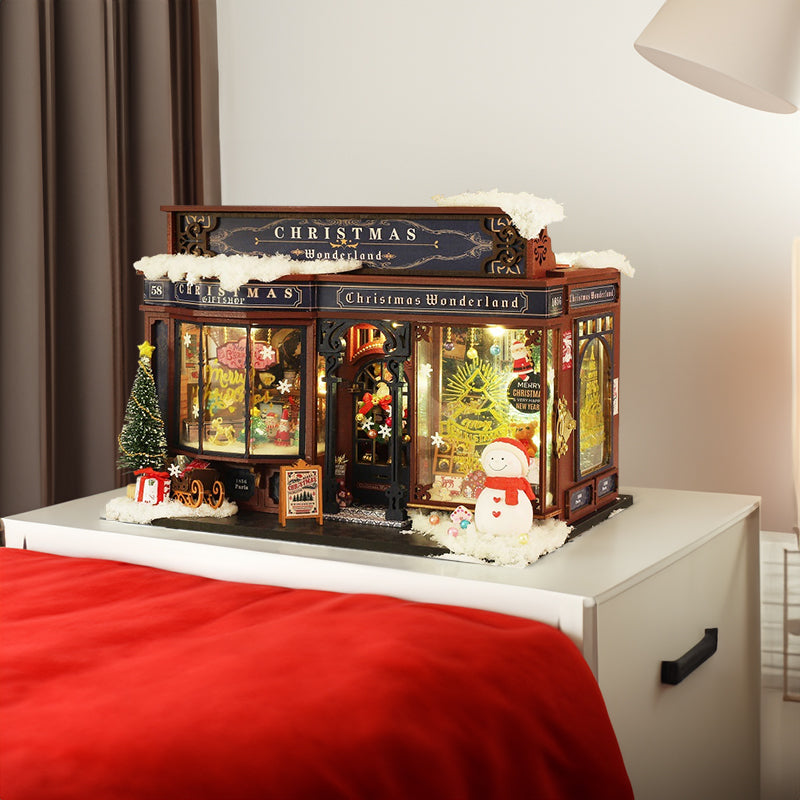 Christmas Miniature Dollhouse With LED Lights Display