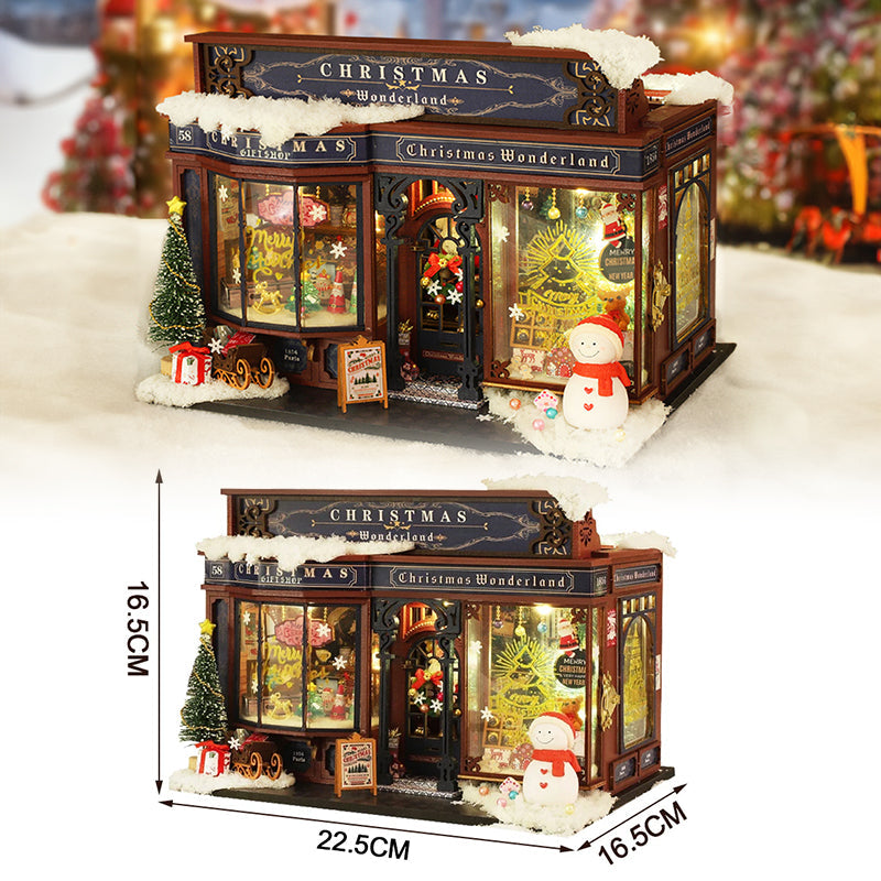 Christmas Miniature Dollhouse With LED Lights Display