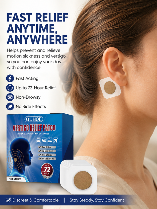 Motion Sickness Patch Behind Ear – 72-Hour Non-Drowsy Relief