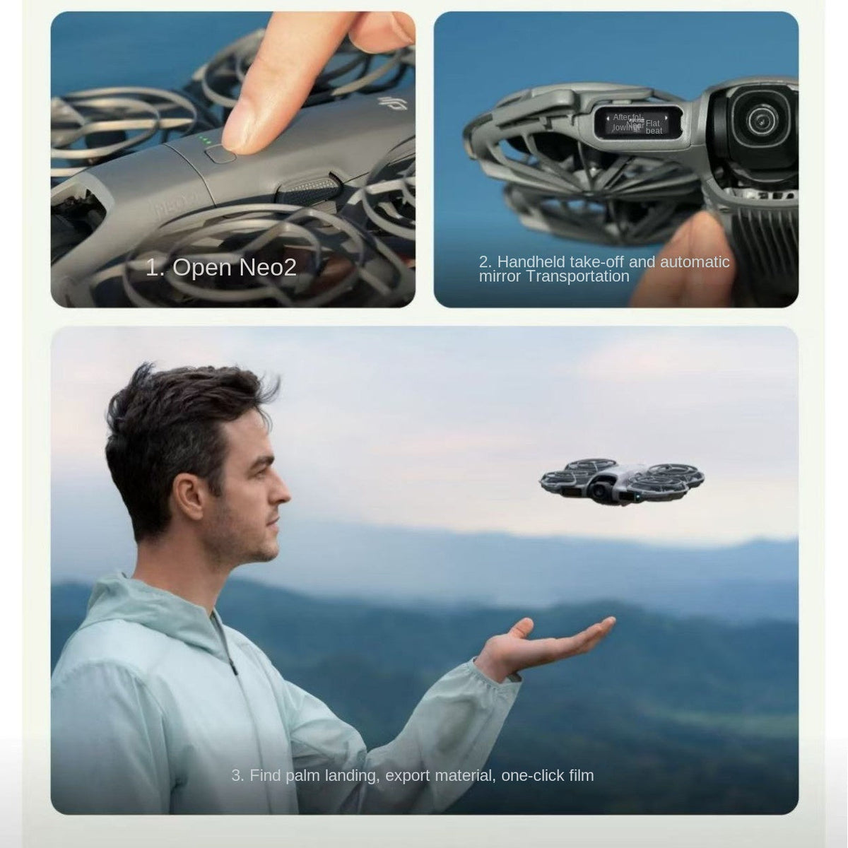 Mini Camera Drone Neo 2: Palm Takeoff, Gesture Filming