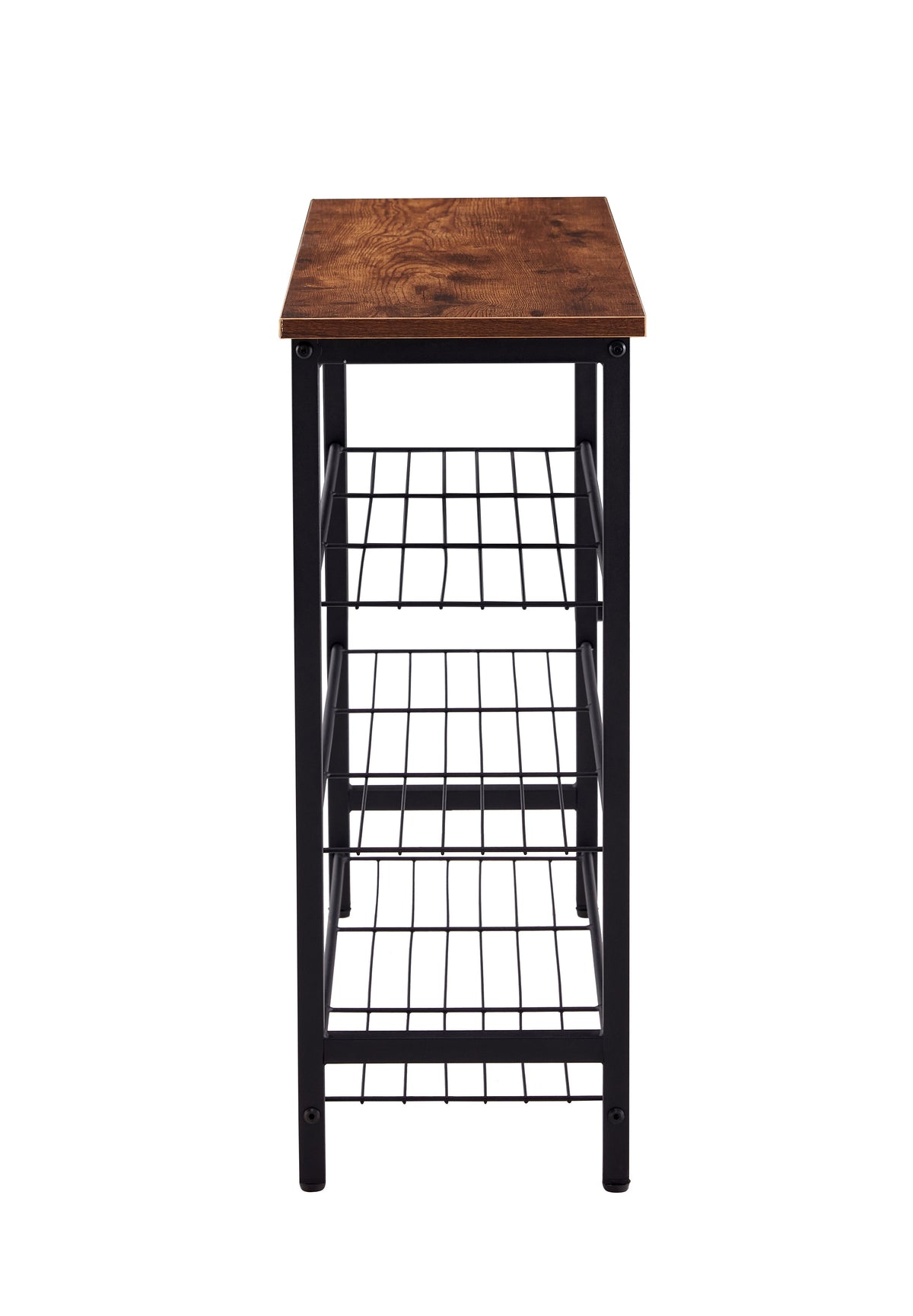 4-Tier Metal Shoe Rack with Wood Top for Entryway Storage