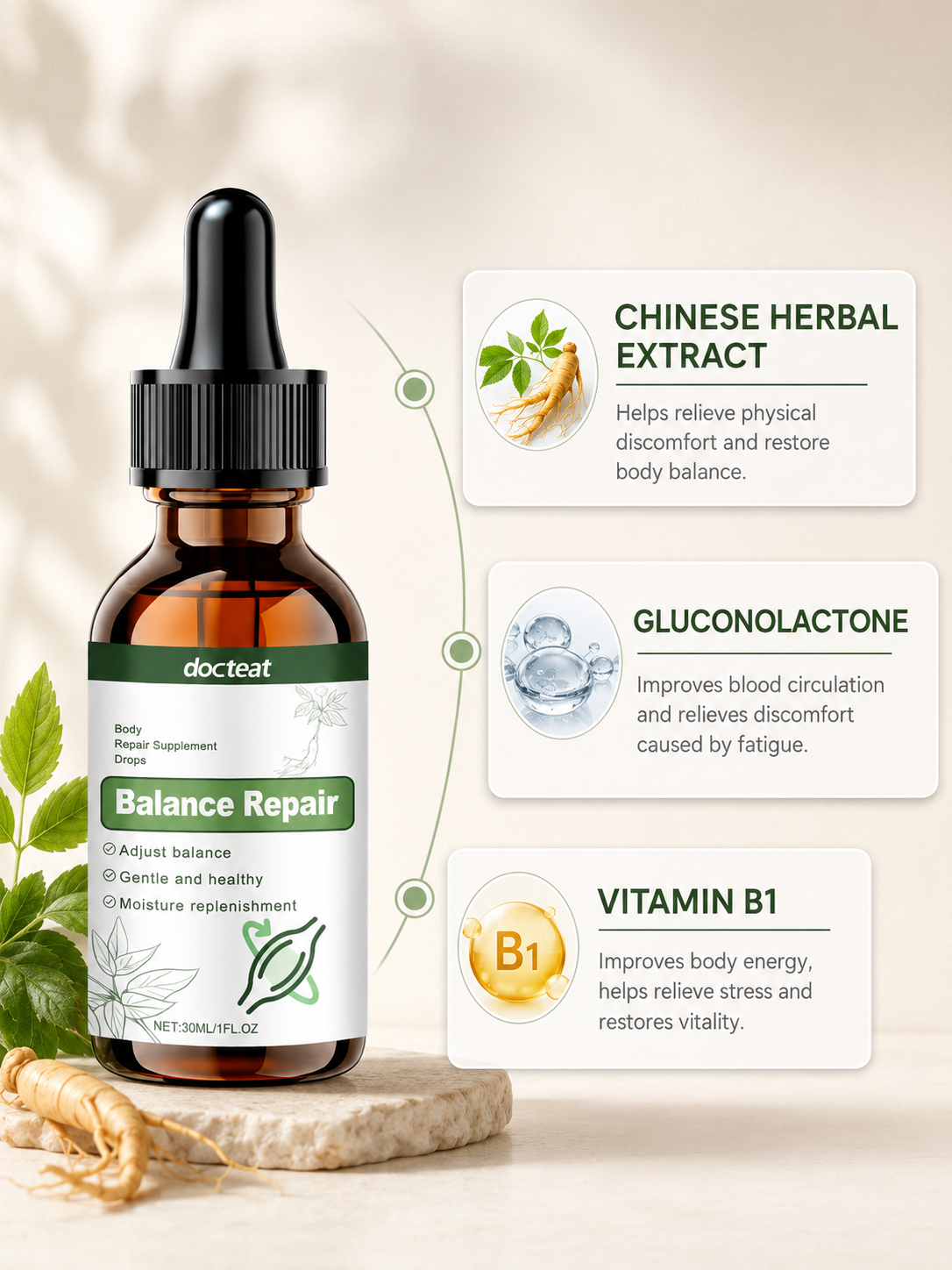 Herbal Leg & Muscle Fatigue Relief Drops | Docteat