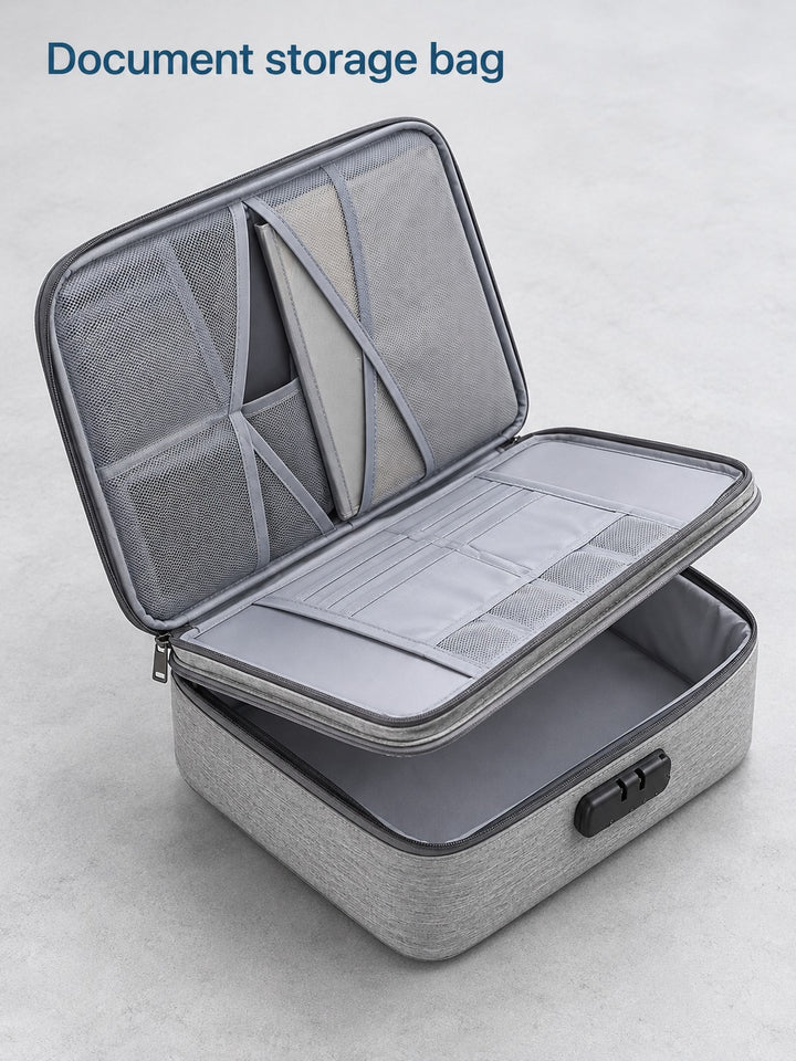 Document Storage Bag with Zipper & Mesh Pockets
