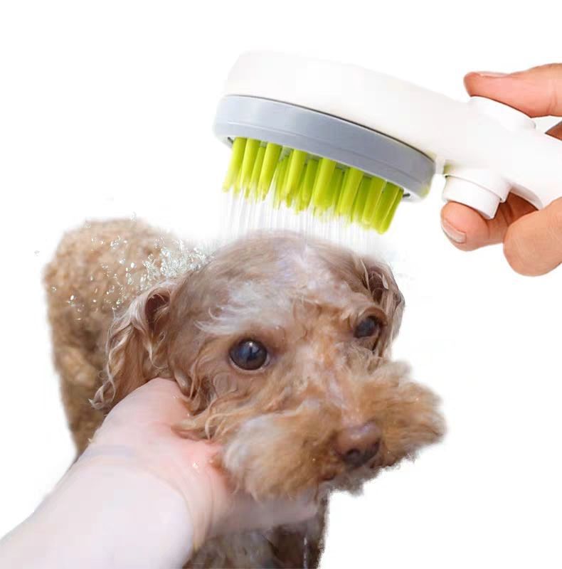 Dog Bath Shower Brush with One-Touch Water Control