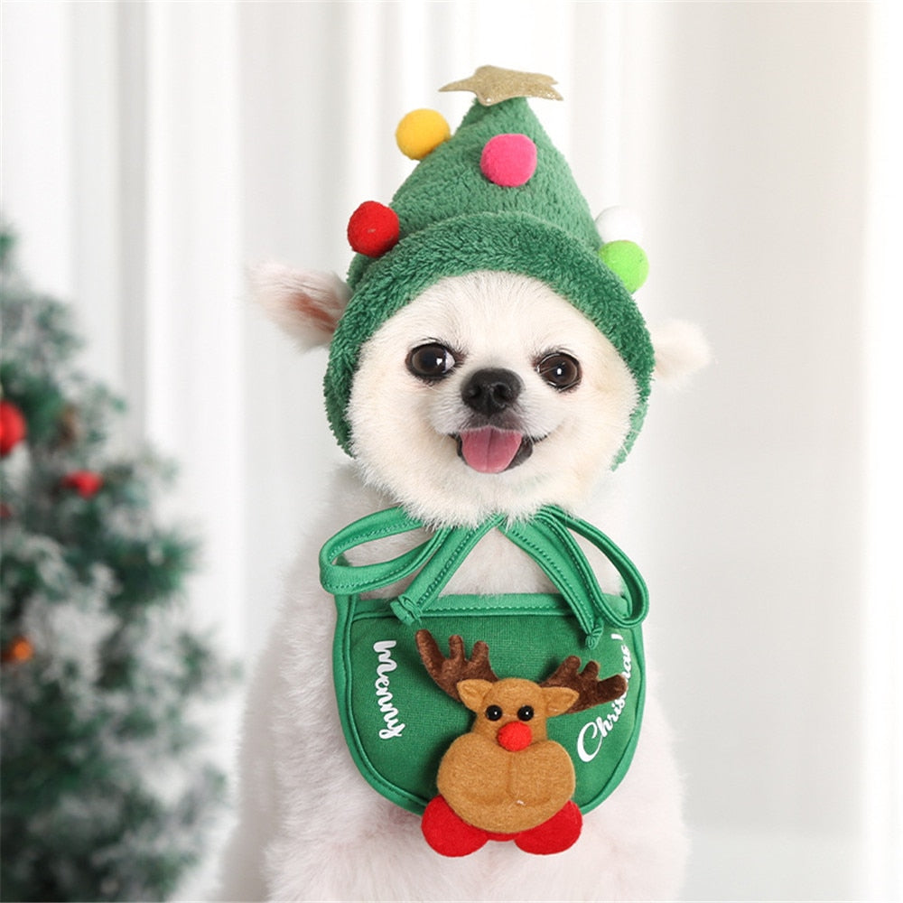 Dog Christmas Bandana Set for Festive Holiday Photos