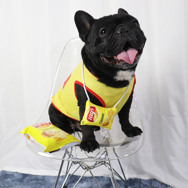 Small Dog Mesh Vest – Breathable Snack-Themed Outfit