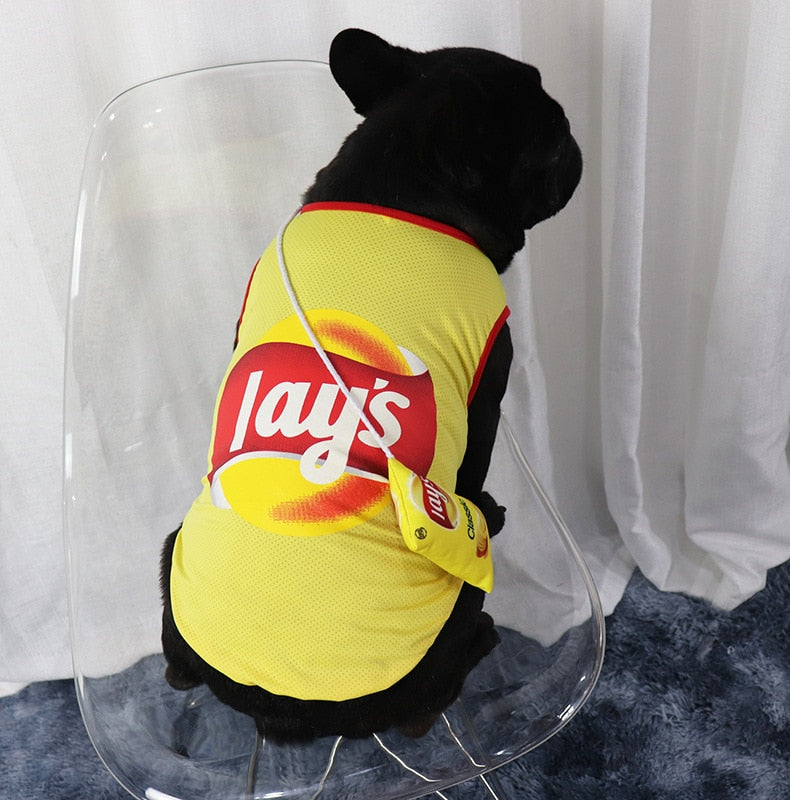 Small Dog Mesh Vest – Breathable Snack-Themed Outfit