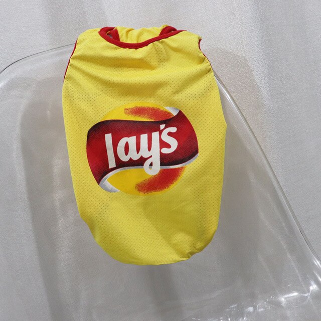 Small Dog Mesh Vest – Breathable Snack-Themed Outfit