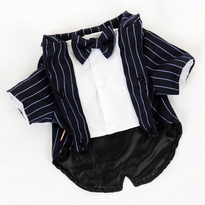 Small Dog Tuxedo Shirt With Bow Tie For Formal Photos