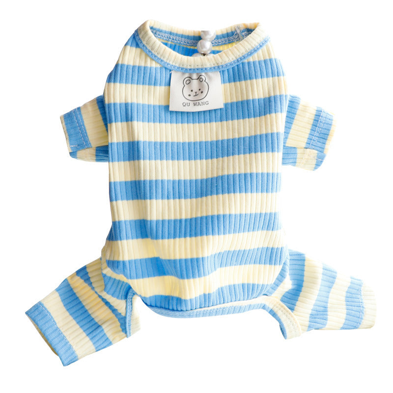 Striped Four-Legged Dog Shirt for Light Summer Wear