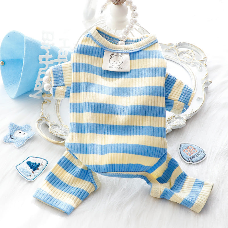 Striped Four-Legged Dog Shirt for Light Summer Wear