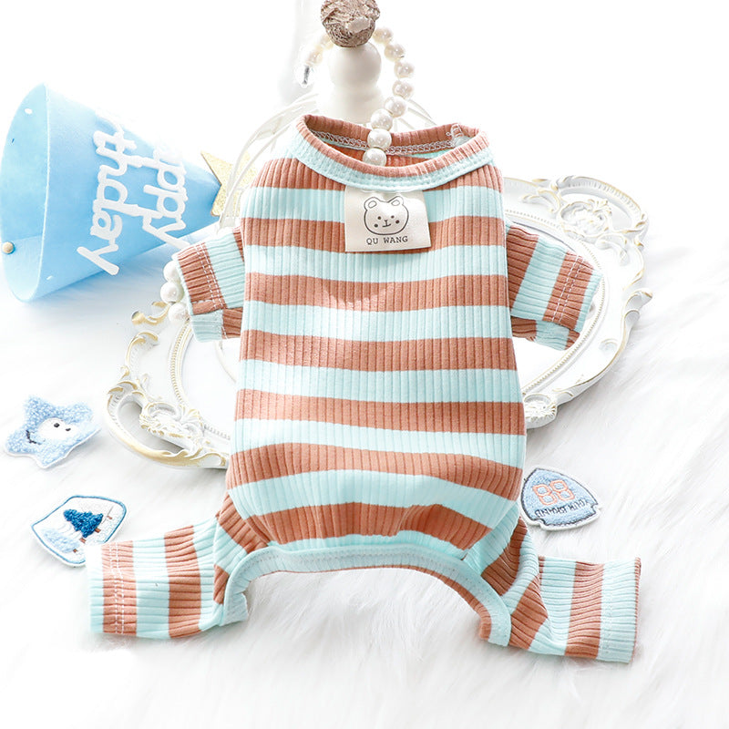 Striped Four-Legged Dog Shirt for Light Summer Wear