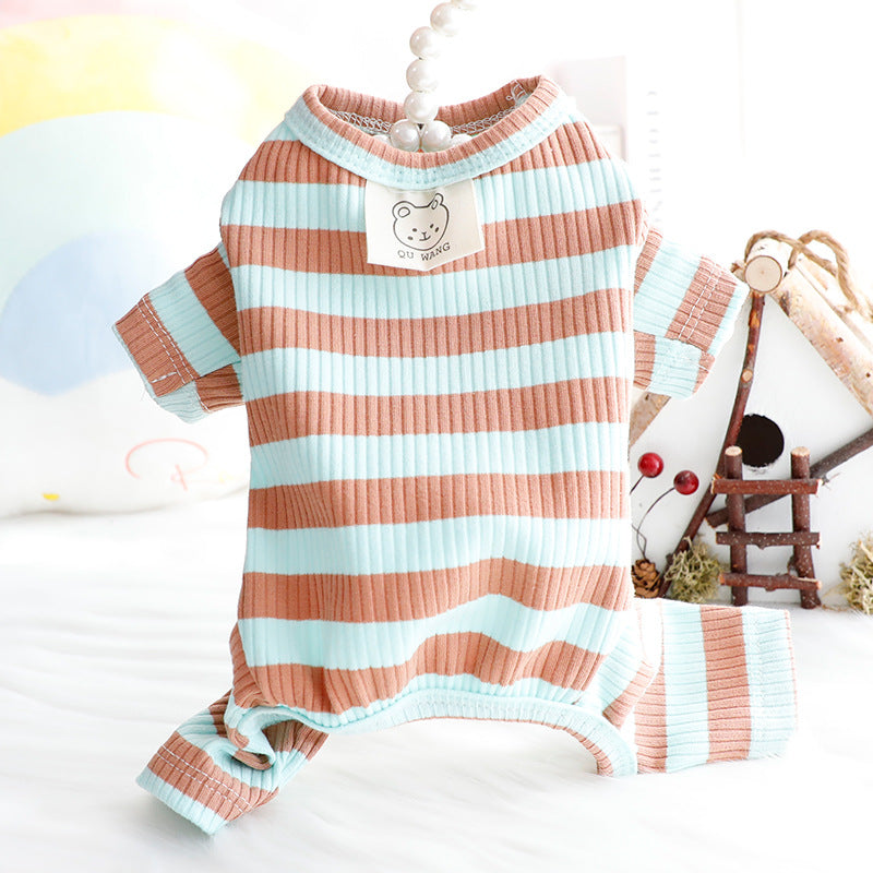Striped Four-Legged Dog Shirt for Light Summer Wear