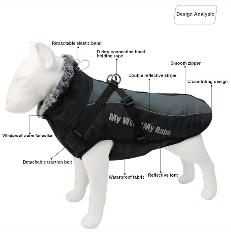 Waterproof Dog Jacket for Large Dogs | Reflective Vest