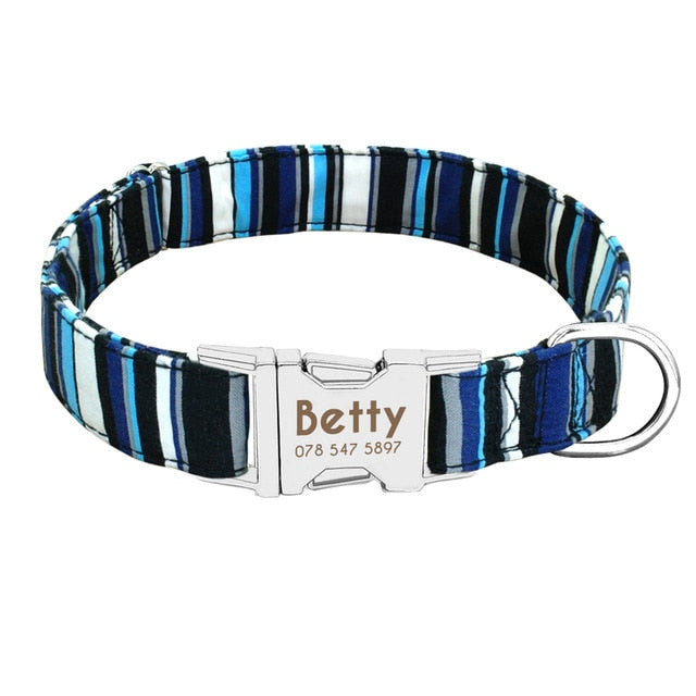 Personalized Dog Collar with Engraved ID Nameplate