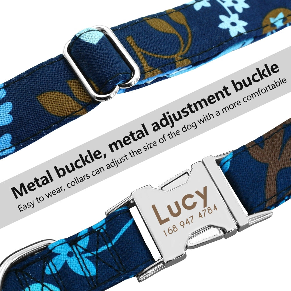 Personalized Dog Collar with Engraved ID Nameplate