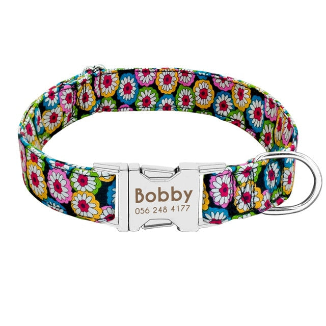 Personalized Dog Collar with Engraved ID Nameplate