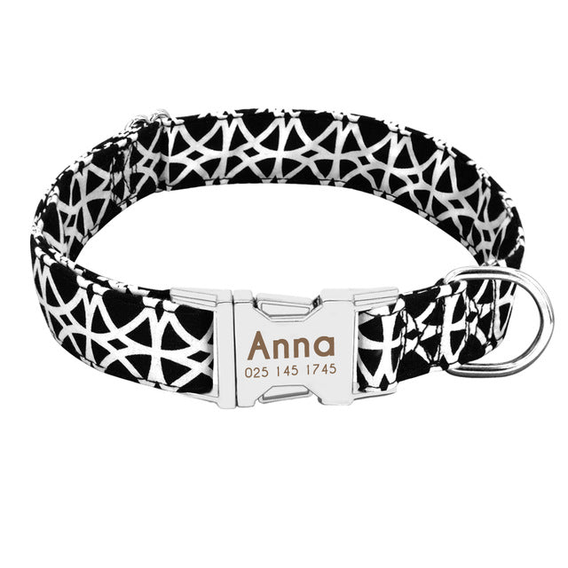 Personalized Dog Collar with Engraved ID Nameplate