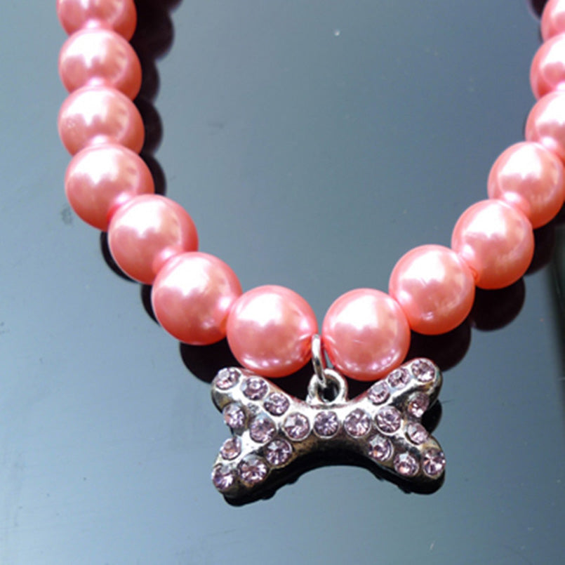 Pearl Rhinestone Dog Collar for Small Dogs | Dress-Up