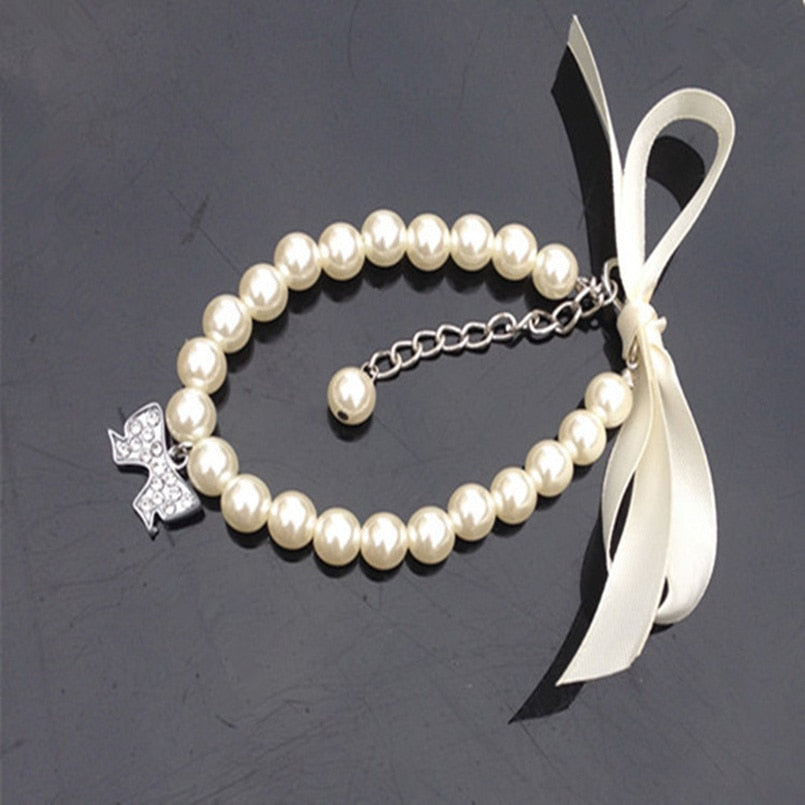 Pearl Rhinestone Dog Collar for Small Dogs | Dress-Up