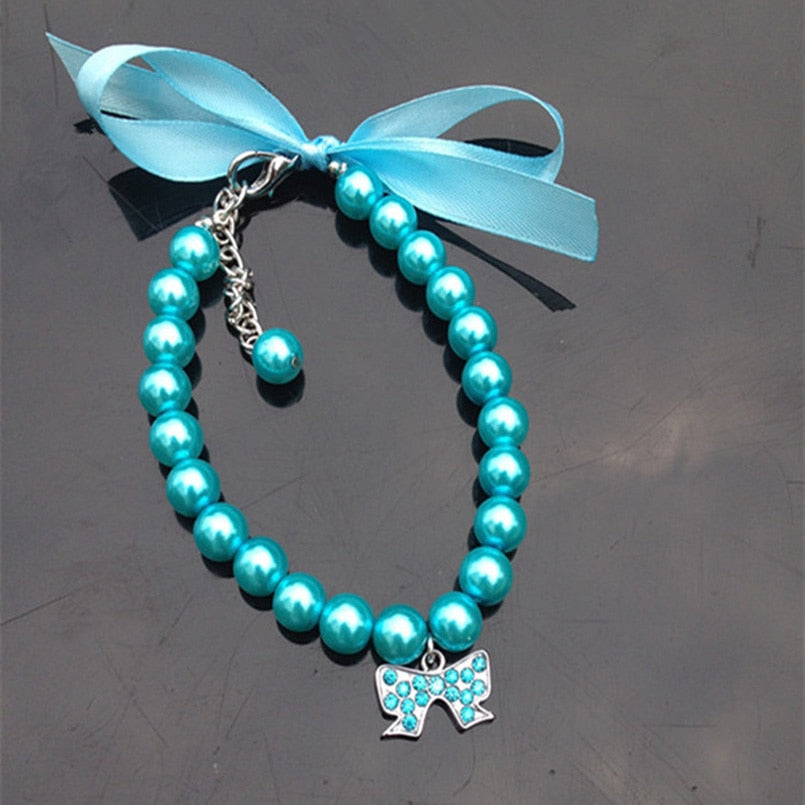 Pearl Rhinestone Dog Collar for Small Dogs | Dress-Up