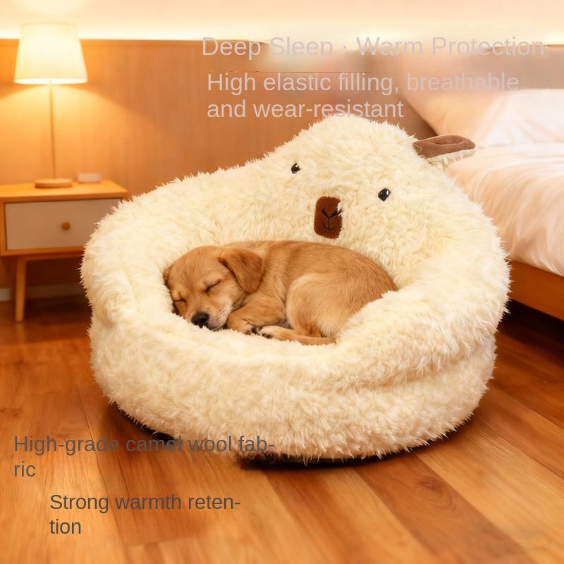 Semi-Enclosed Dog Bed for Warm, Secure Indoor Sleep