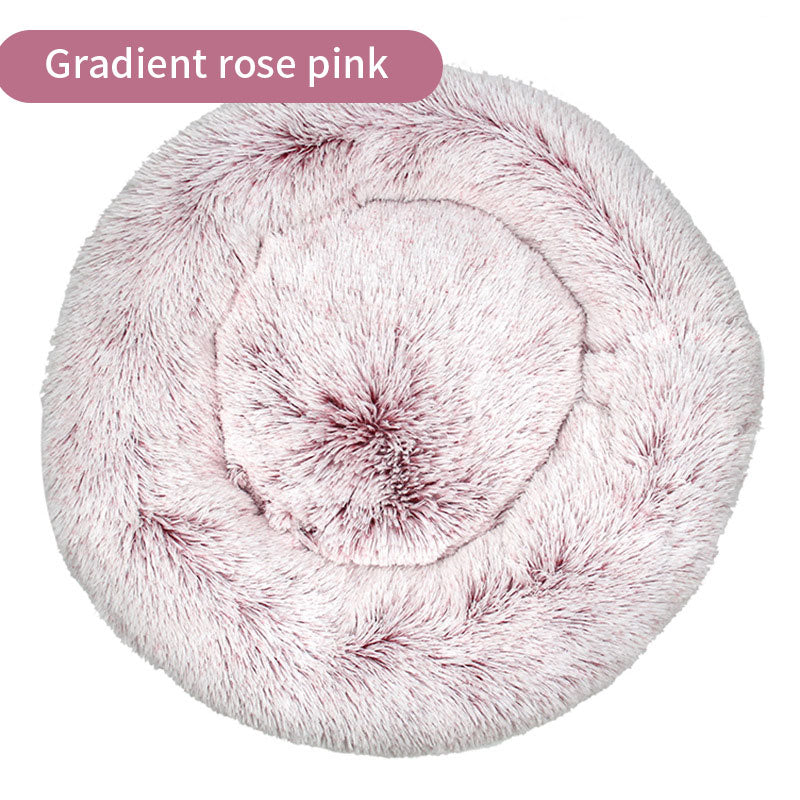 Round Plush Pet Bed for Cozy Curl-Up Sleeping Comfort