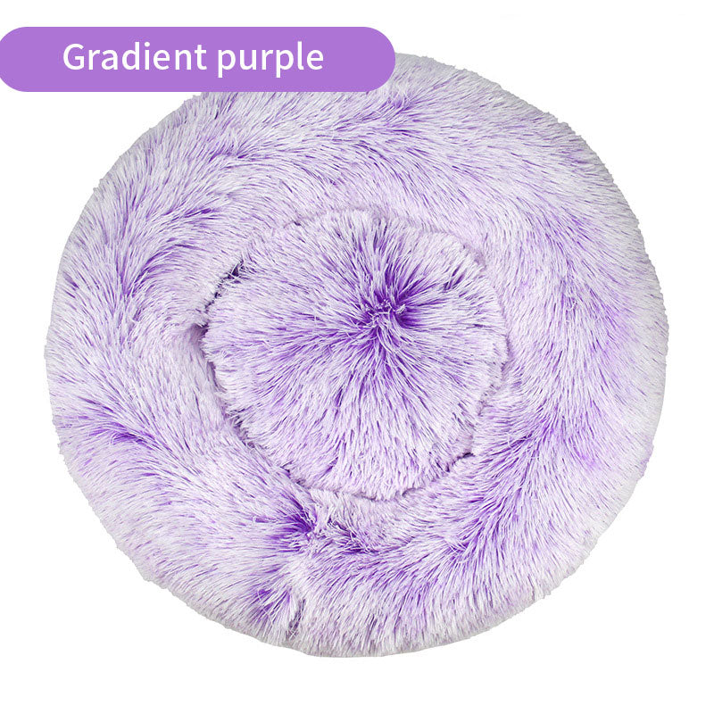 Round Plush Pet Bed for Cozy Curl-Up Sleeping Comfort