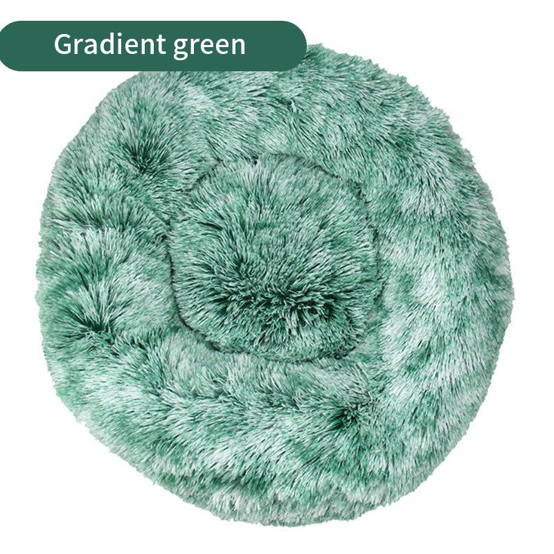 Round Plush Pet Bed for Cozy Curl-Up Sleeping Comfort