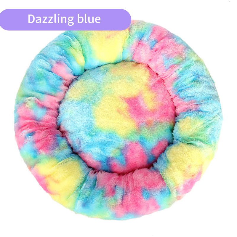 Round Plush Pet Bed for Cozy Curl-Up Sleeping Comfort