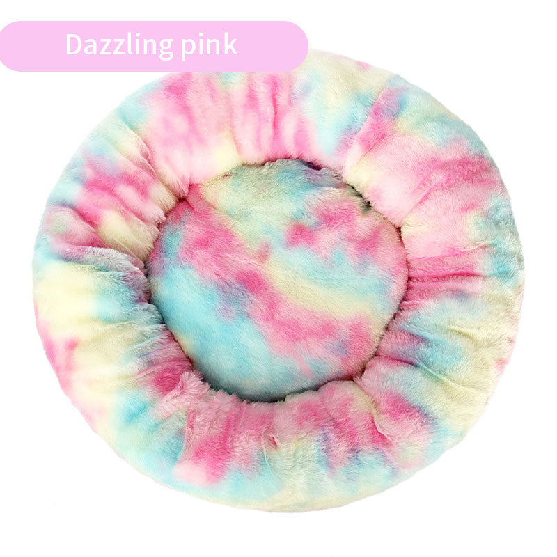 Round Plush Pet Bed for Cozy Curl-Up Sleeping Comfort