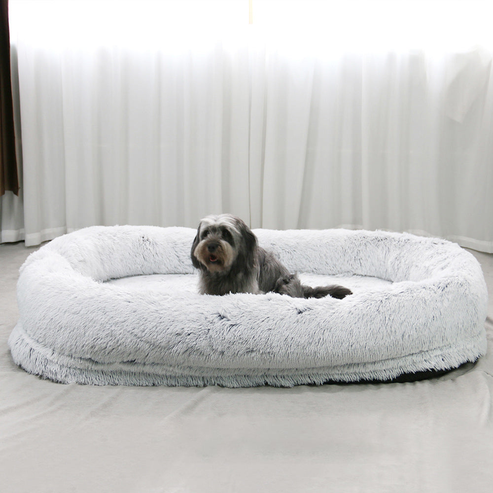 Large Plush Dog Bed with Washable Comfort Sleeping Mat
