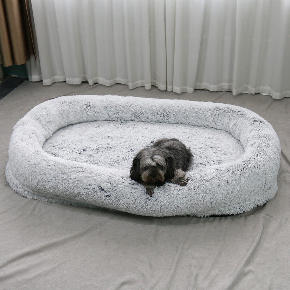 Large Plush Dog Bed with Washable Comfort Sleeping Mat