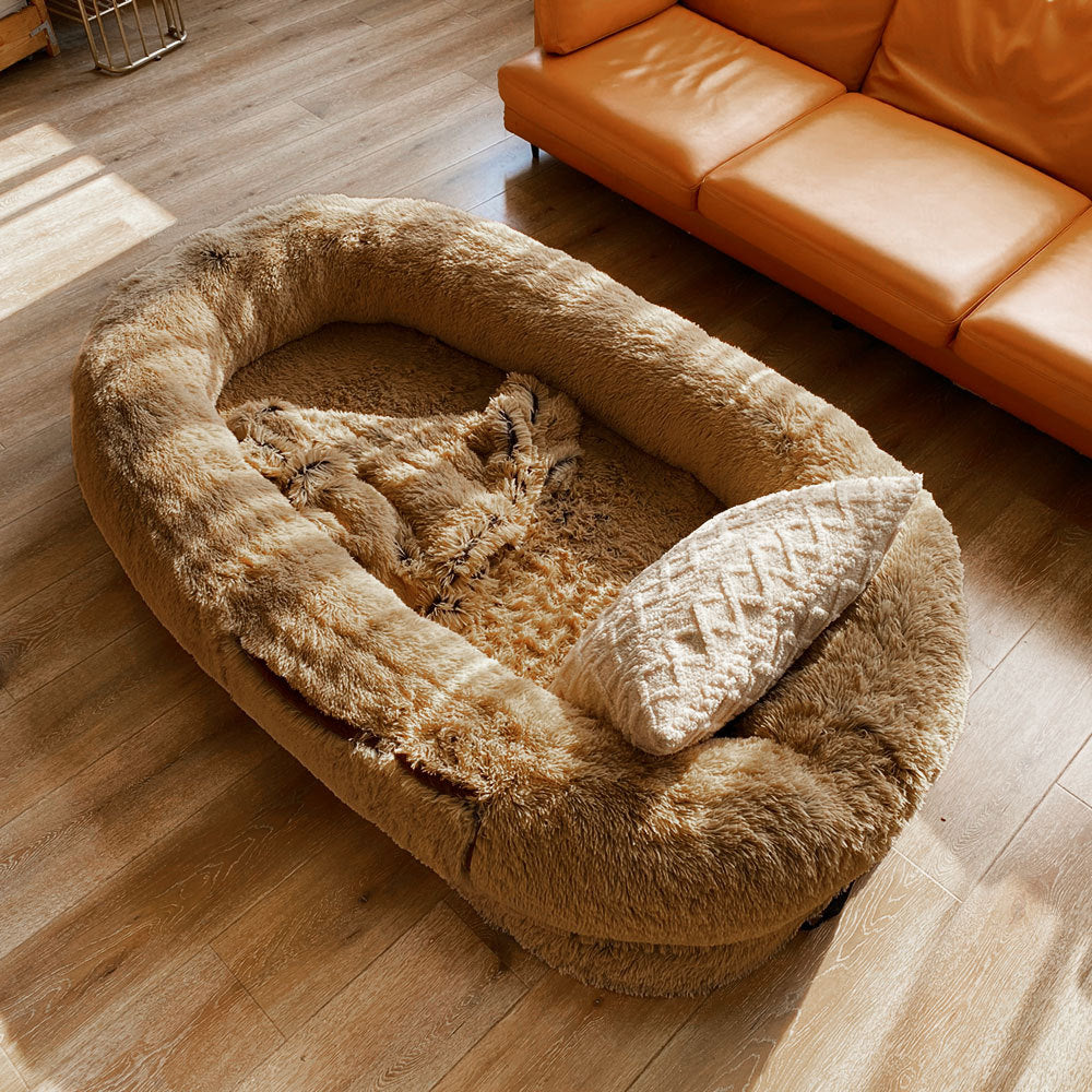 Large Plush Dog Bed with Washable Comfort Sleeping Mat