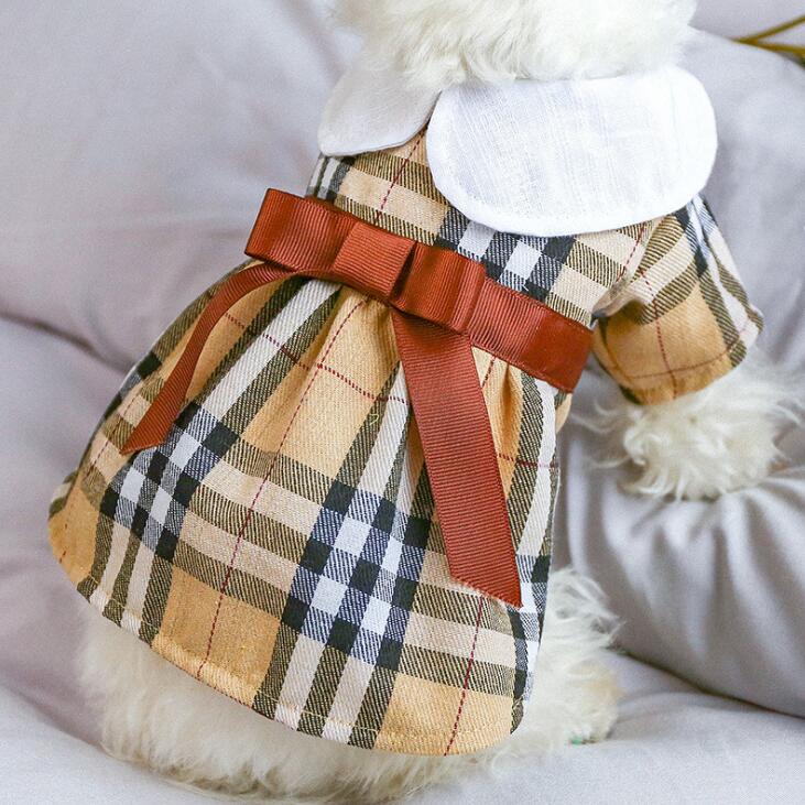 Small Dog Plaid Dress with Bow for Photo-Ready Outings