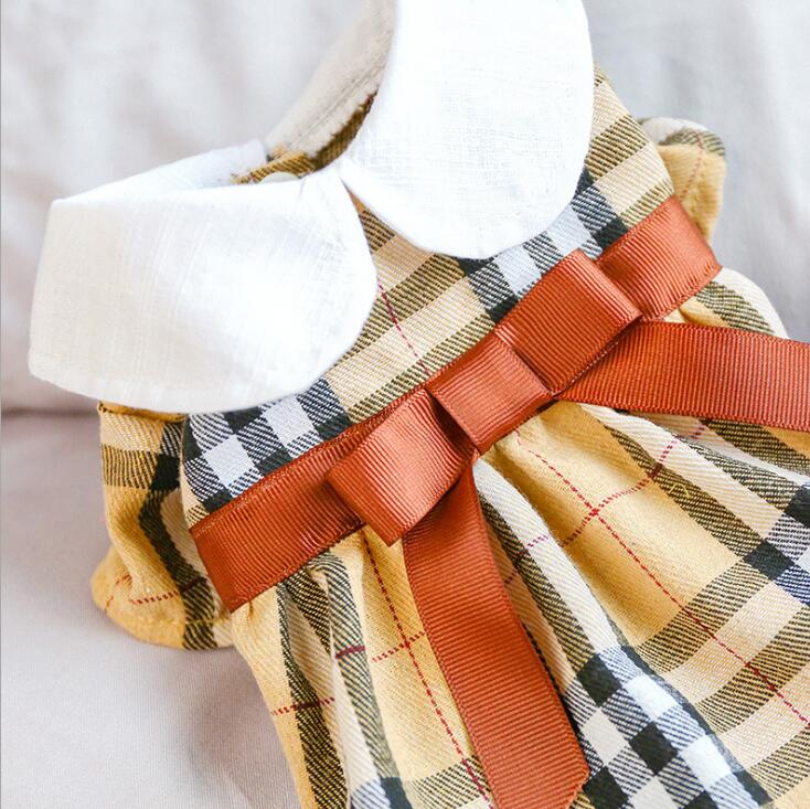 Small Dog Plaid Dress with Bow for Photo-Ready Outings