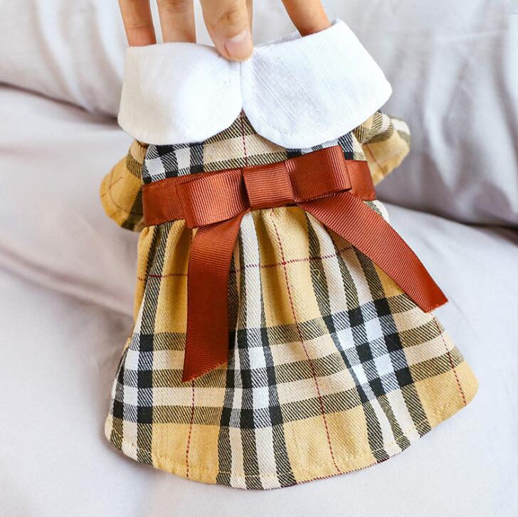 Small Dog Plaid Dress with Bow for Photo-Ready Outings