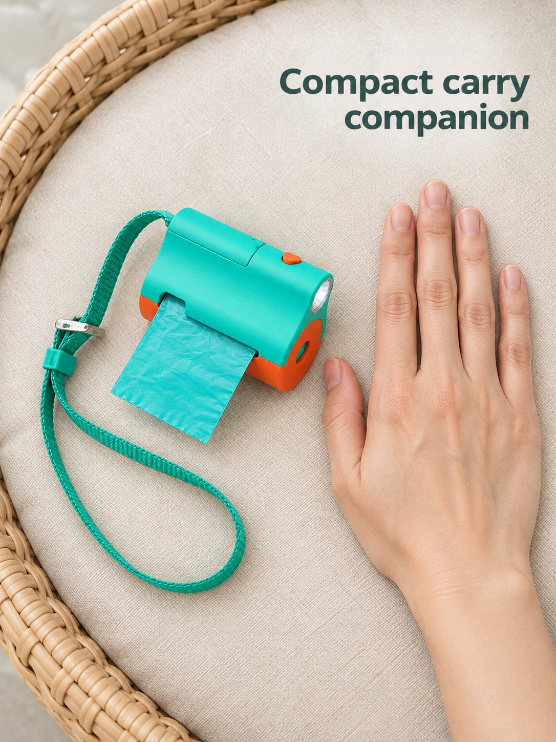 Dog Poop Bag Dispenser With LED Light and Carry Strap