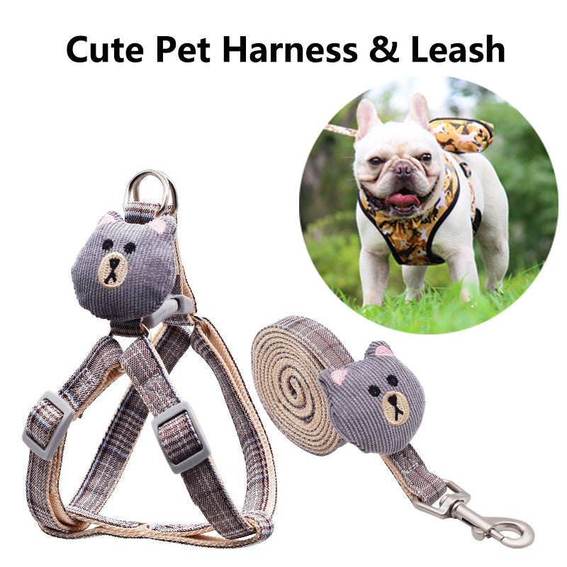 Bear Harness and Leash Set for Stylish Small-Pet Walks