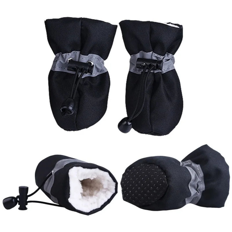 Waterproof Fleece-Lined Dog Boots with Anti-Slip Sole