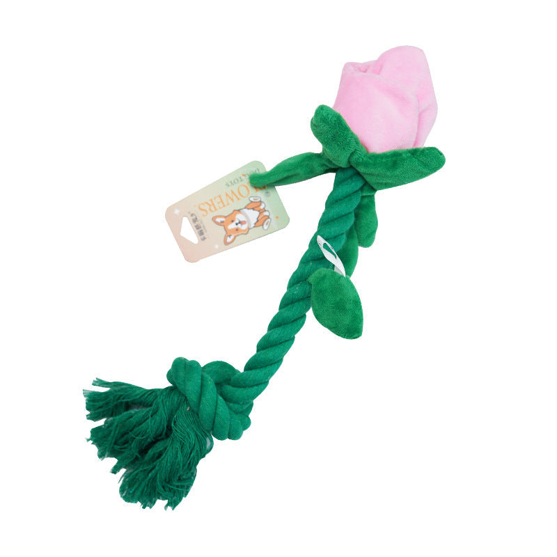 Plush Flower Rope Dog Toy for Tugging & Chew Play