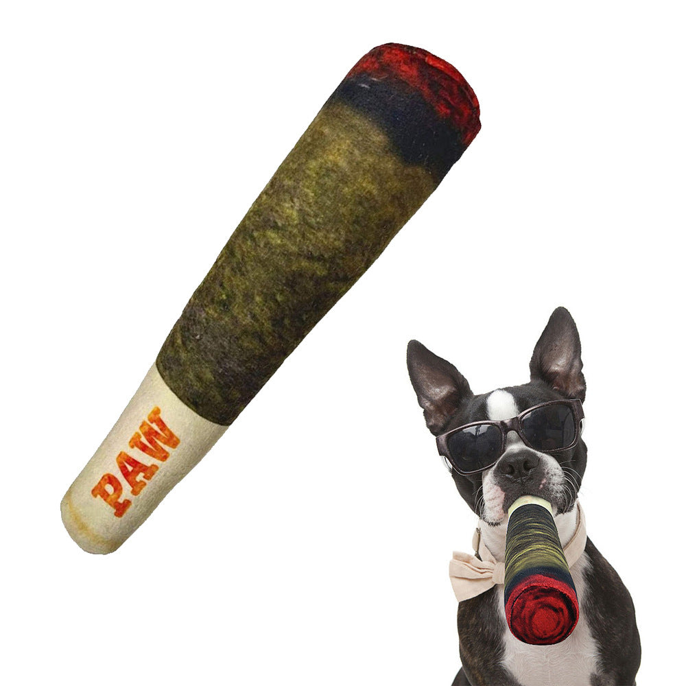 Cigar-Shaped Plush Dog Toy for Playful Indoor Fetch