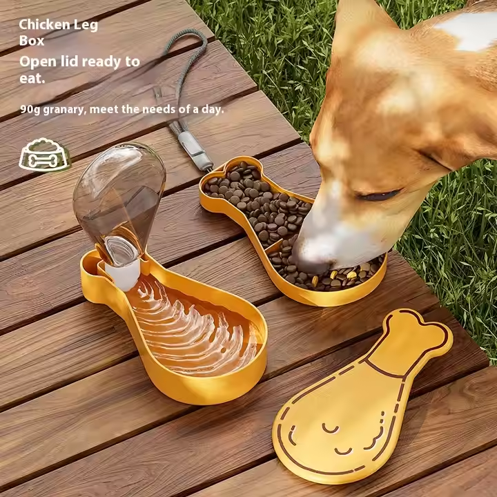 Portable Dog Water Bottle with Food Bowl for Travel