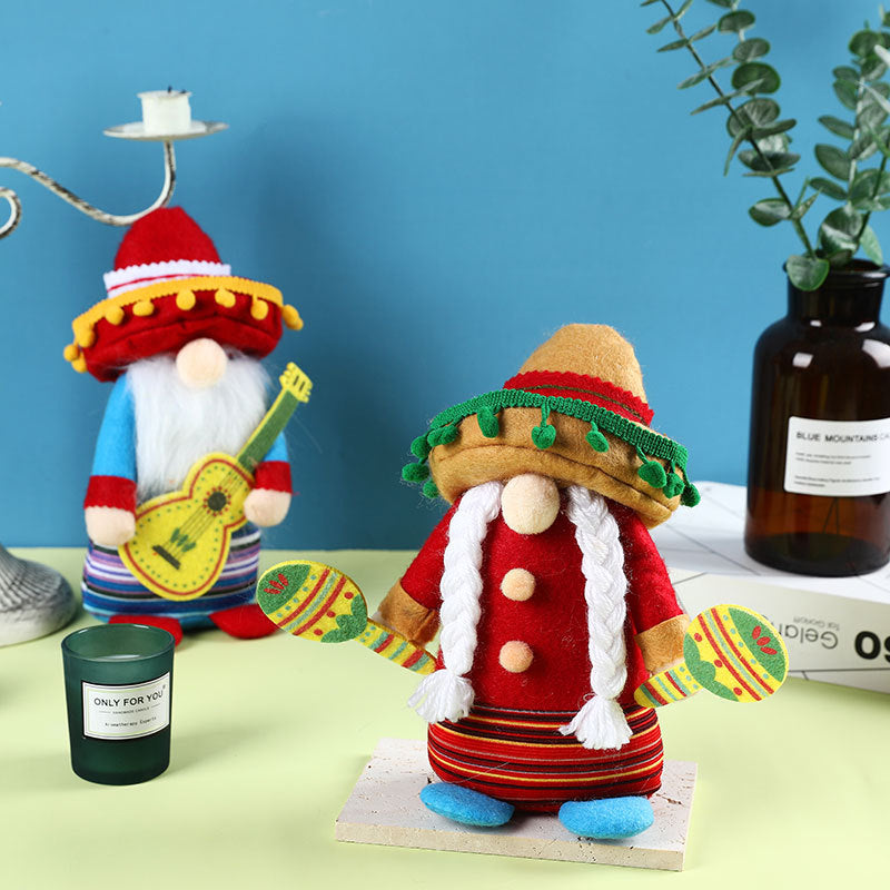 Mexican Gnome Doll Set | Colorful Carnival Table Decor